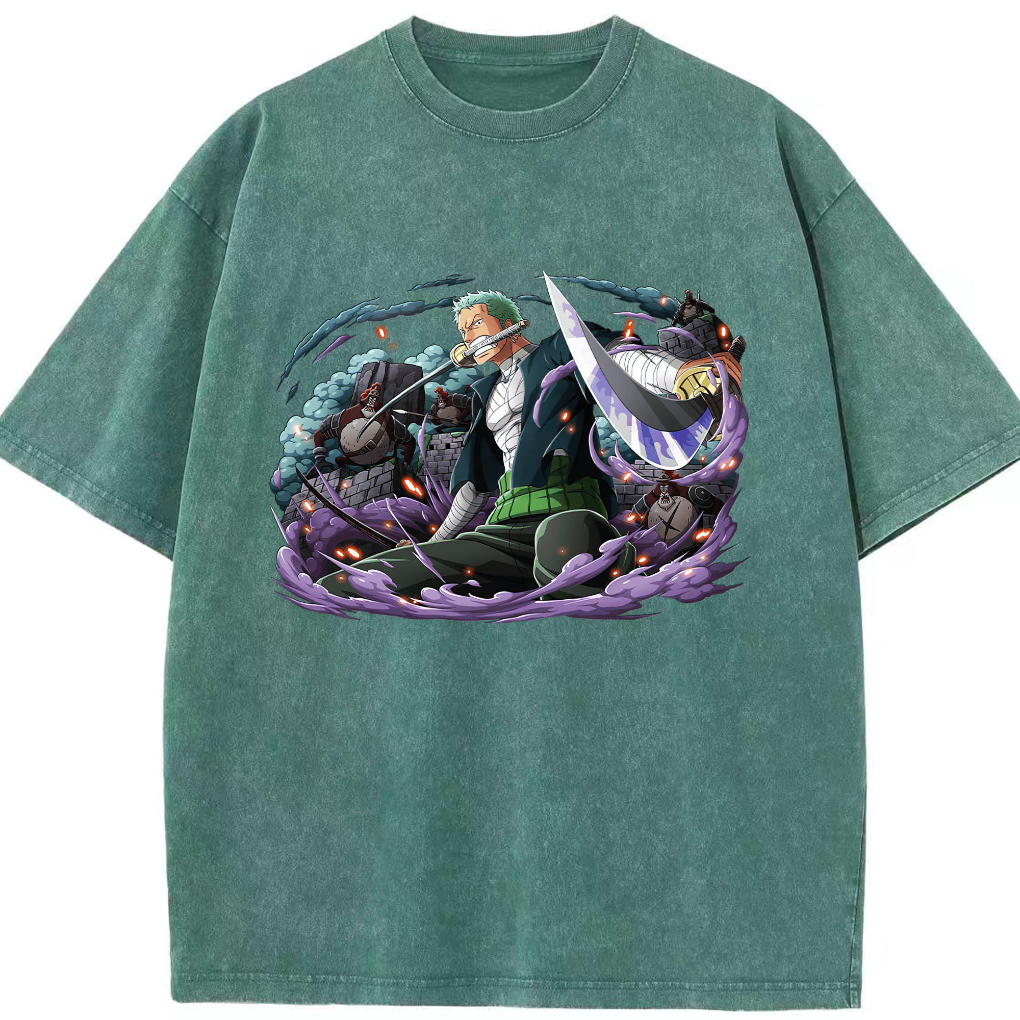 ワンピース ロロノア・ゾロ ONE PIECE Roronoa Zoro 綿100% ヴィンテージ風 半袖Tシャツ（フロントプリント）
